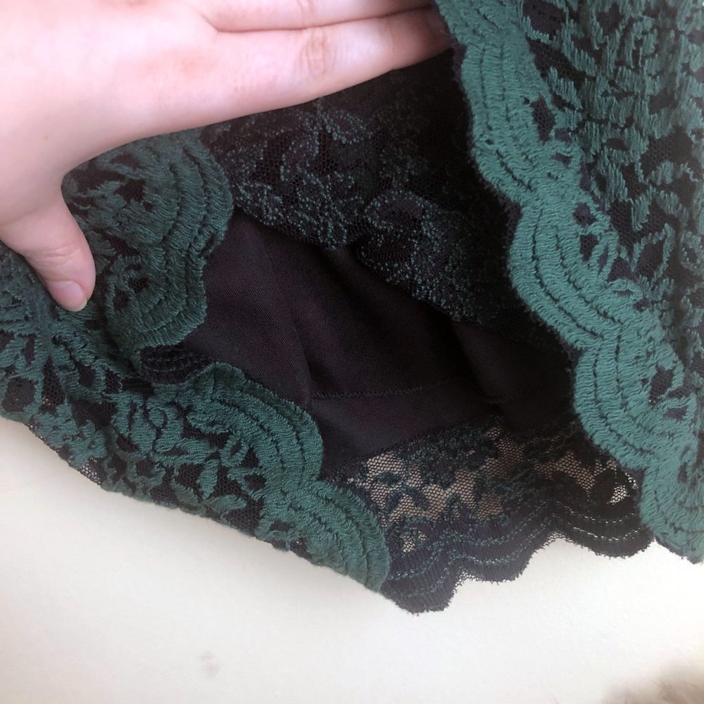 Olive Green Lace Mid-Sleeve Dress | Size 3-4 (US Small) - Picture 8 of 14
